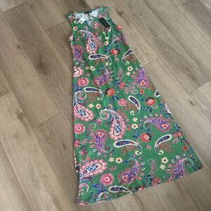 Ellen Weaver Women's Floral Paisley Colorful Maxi Dress Petite Small‎ NEW